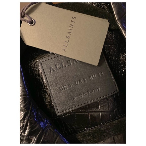SOLD NEW AllSaints Coat Black The Ali Mac Leather Coat Size 2 - Picture 7 of 11